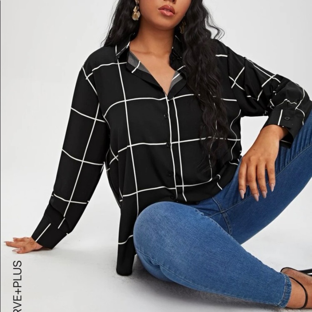 PlaidButton blouse